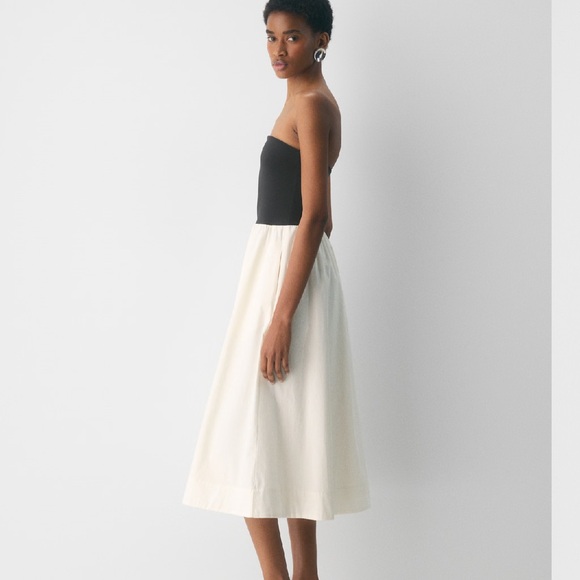 Aritzia Black Bodice Ivory A-Line Midi Dress - Picture 6 of 7